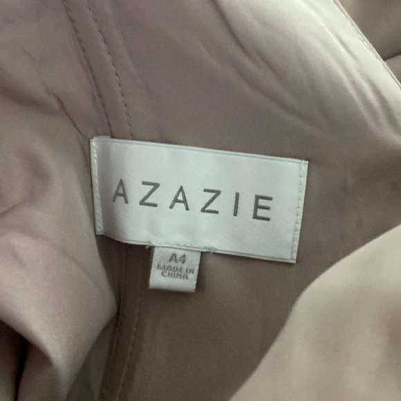 AZAZIE NALA Champagne A-Line Pleated Chiffon Dress Sz 4 Bridesmaid Wedding - Picture 3 of 4